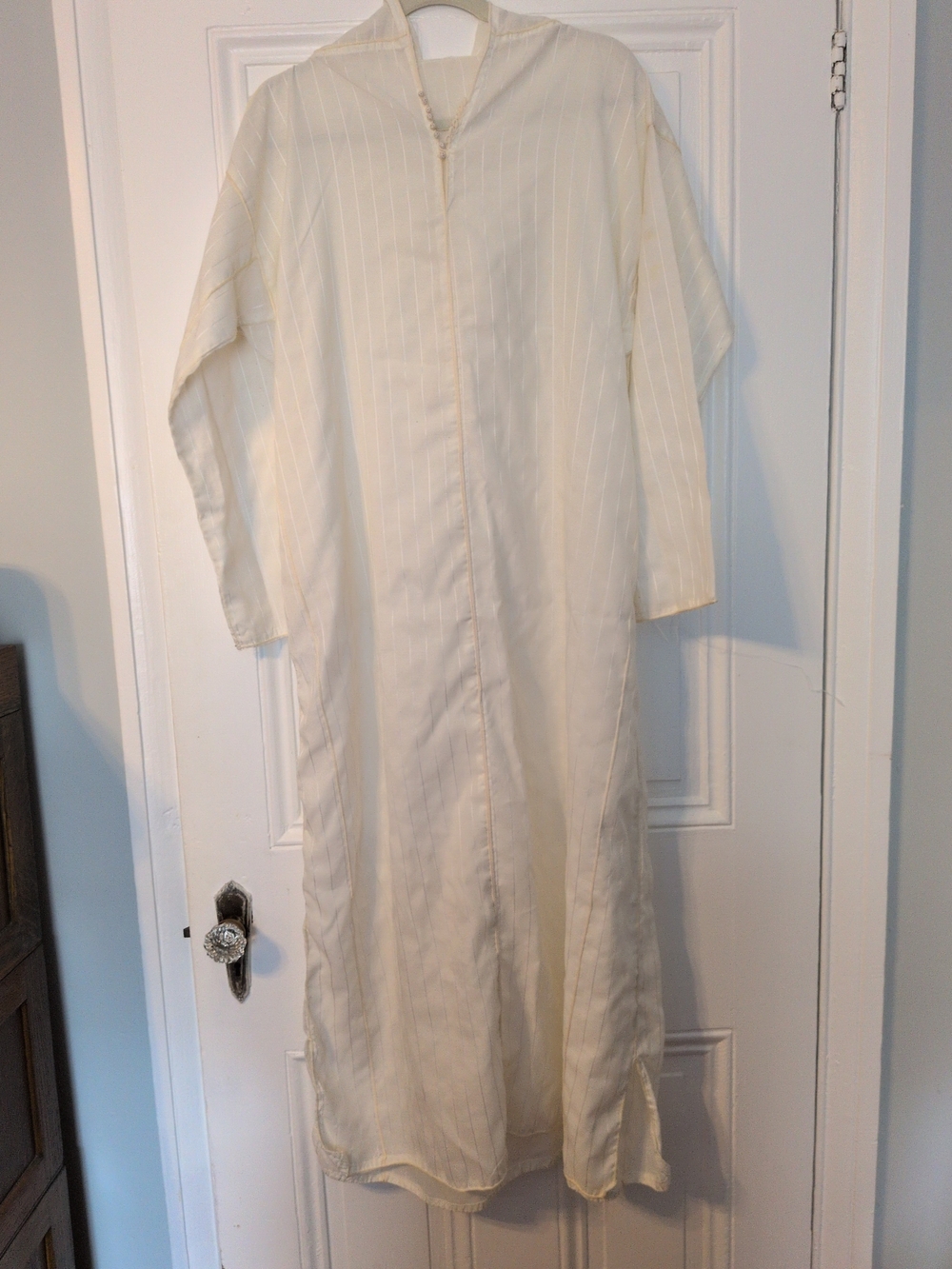 Light Ivory Long Sleeve Maxi Kaftan With Hood